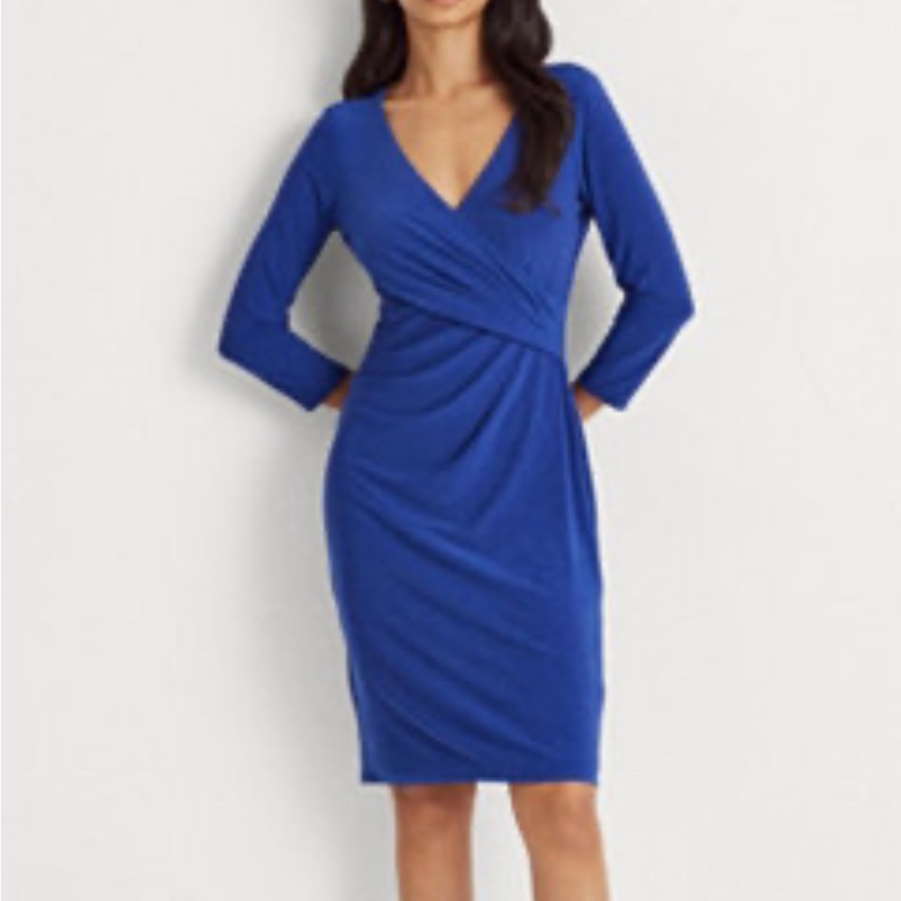 Lauren Ralph Lauren Royal Blue V-Neck Dress